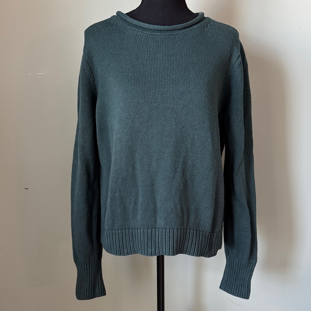GAP Dusty Teal Crew Roll Neck Cotton Sweater Womens Large